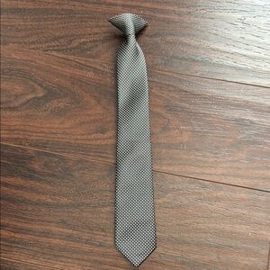 Classic Black and White Striped‎ Kids Clip on Tie